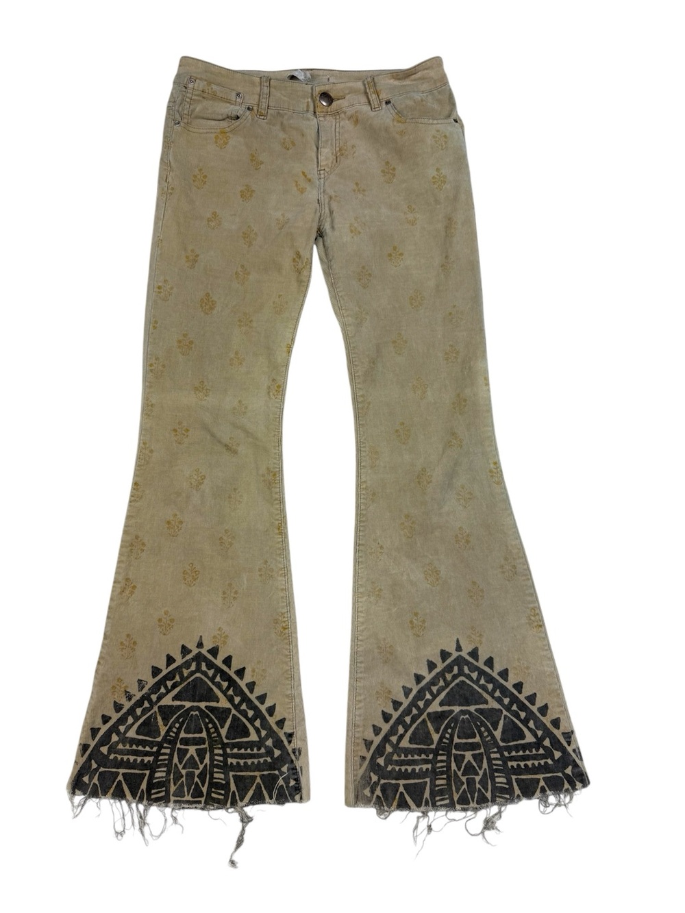 vintage Free People boho tribal graphic print flare pants